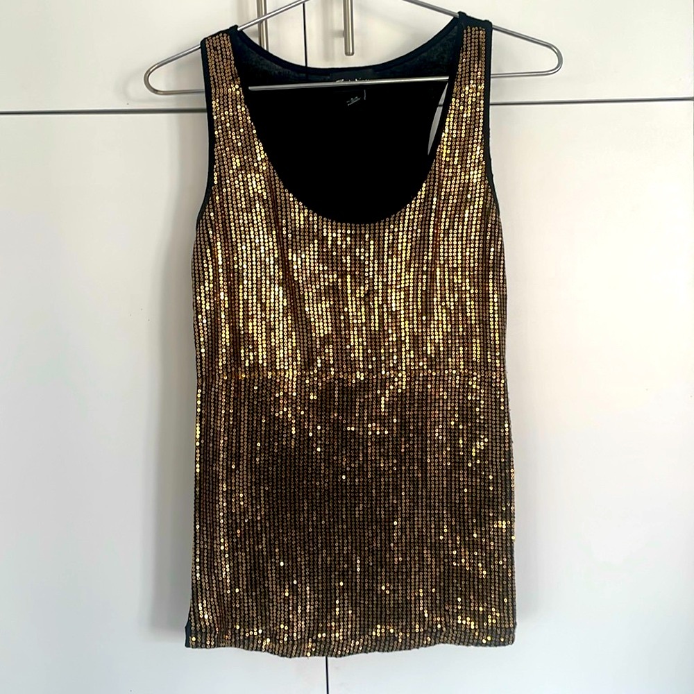 Christmas Holiday Gold Sequins Tank Top - Picture 4 of 11